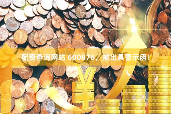 配资查询网站 600876，被出具警示函！